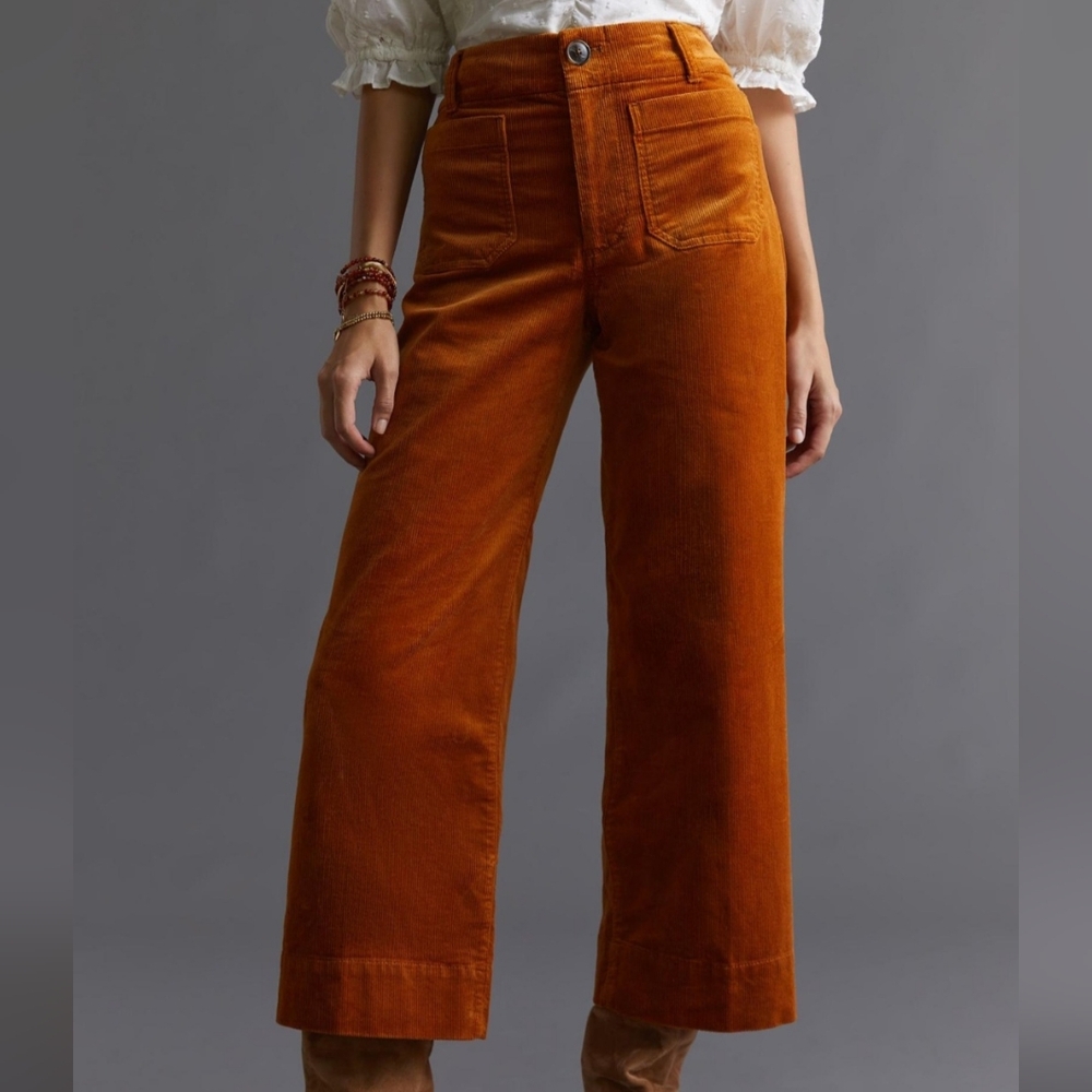 ANTHROPOLOGIE Colette Cropped Wide-Leg Corduroy Pants SIZE 31